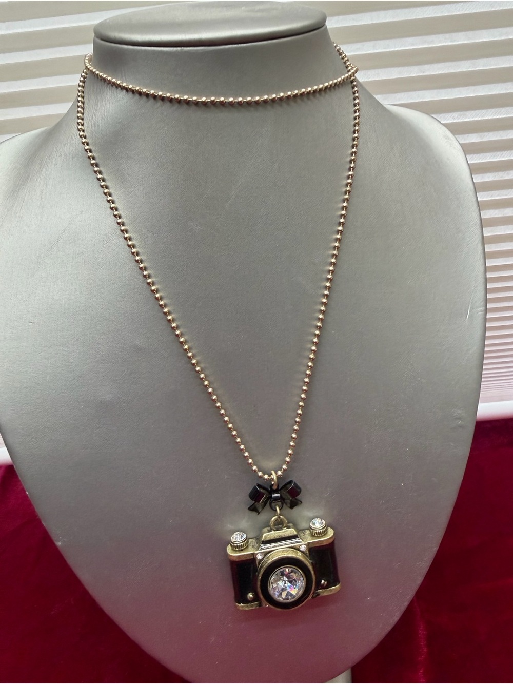Betsey Johnson gold tone Camera pendant necklace